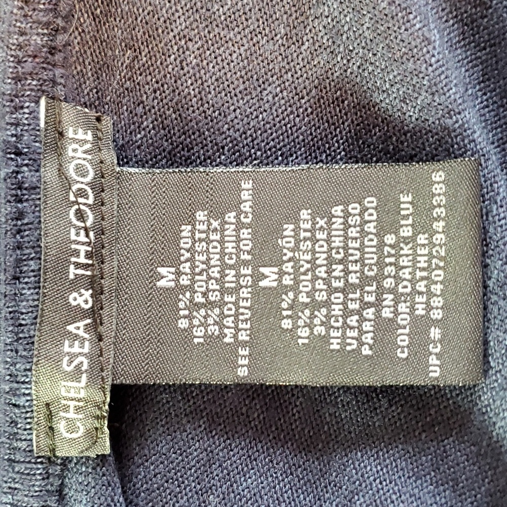 Chelsea & Theodore Dark Blue Sweater 3/4 Sleeves EUC Size M - Picture 5 of 6